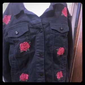 Lularoe Xl  Black Harvey Jacket with red roses